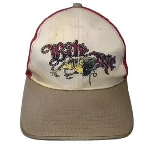 Paramount Outdoors Trucker Hat Red White OS Mesh Fishing Bite Me Adjustable Cap